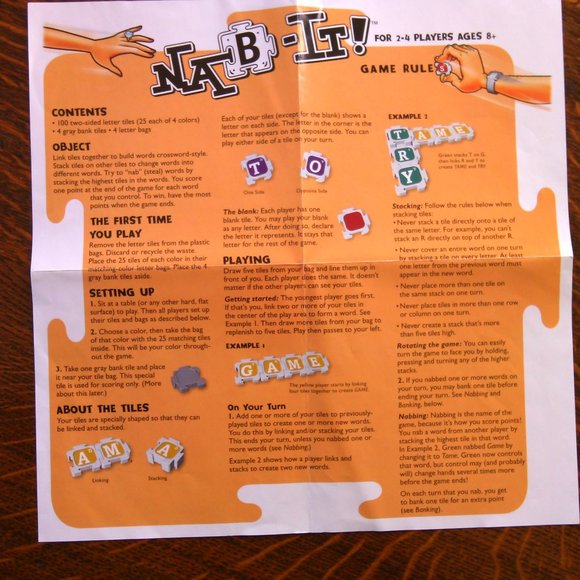 Hasbro's Nab-It! word game letter tiles Building Words Family Crossword Games - Picture 5 of 16